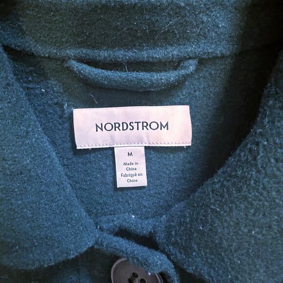 Nordstrom Emerald Green Wool Blend Shacket Coat Mid Length WMNS M Long Sleeve - Picture 2 of 11